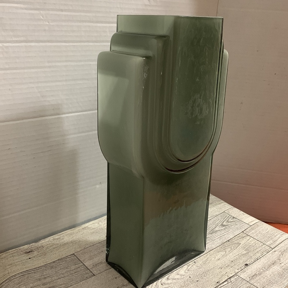 Green Art Deco Glass Blown Vase 13 x5 inch .. BEAUTIFUL ART!! - Picture 4 of 5